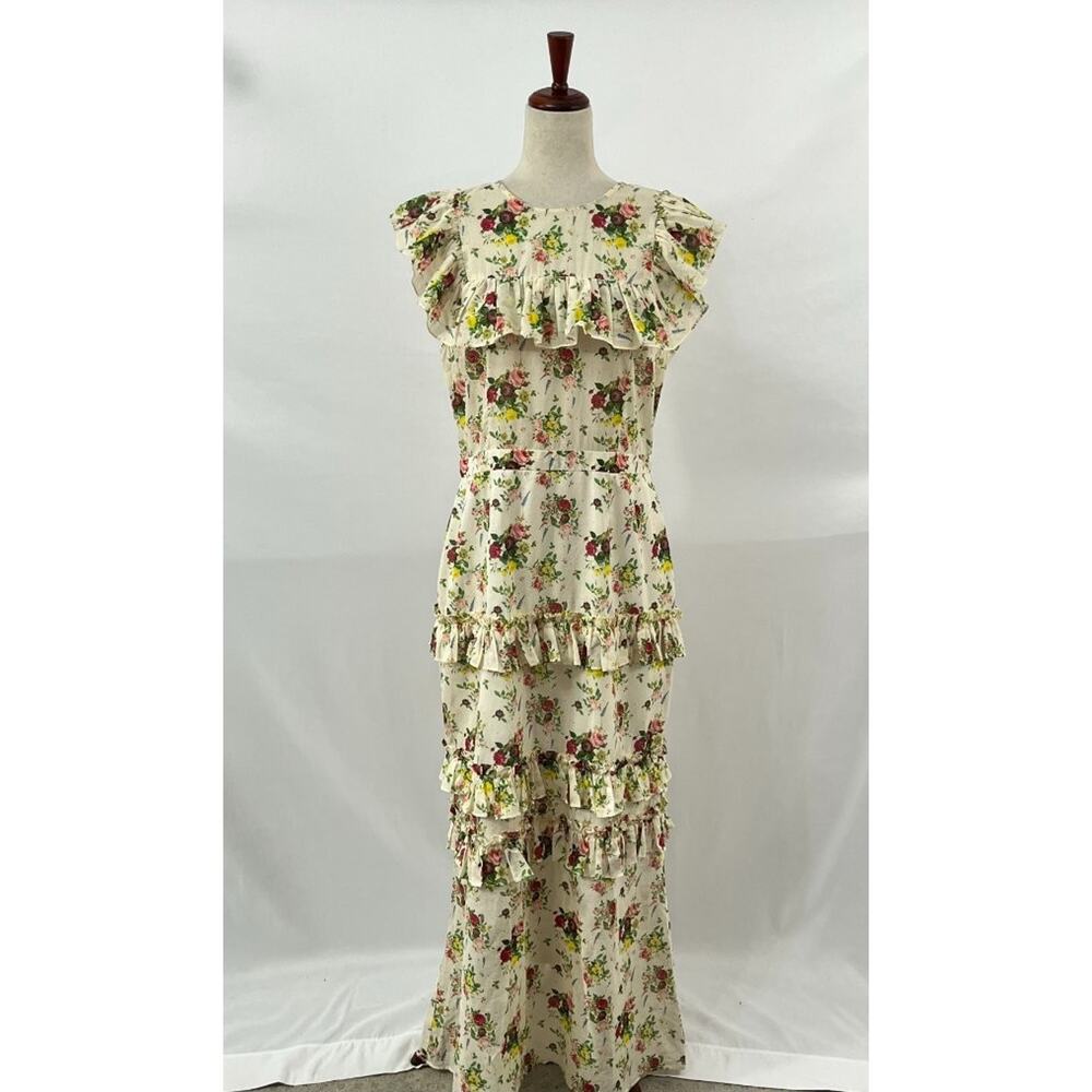 DAMARIS BAILEY Sz XL Floral Tiered Ruffle Maxi Rosita Dress